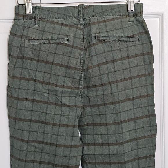 New Sundance Womens Green Tartan Plaid Linen Ankle Pants 6 Business Casual Taper - Picture 7 of 8